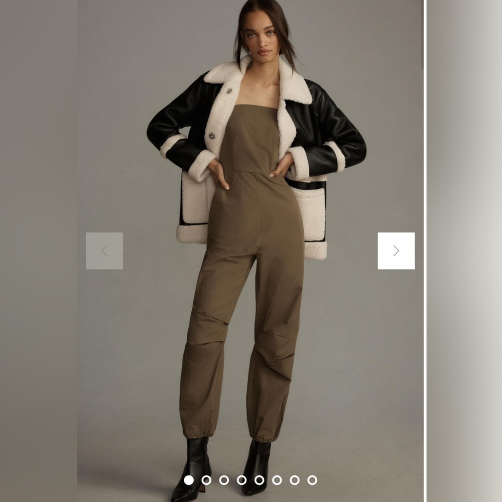 Anthropologie Green Strapless Jumpsuit with Full Length Legs and Relaxed Fit